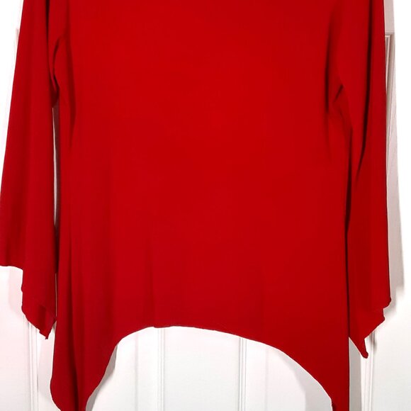 Rachel Rachel Woman's Top Size LARGE, Red, Stylish Sleeves & Bottom. Ships Fast. - Picture 6 of 7